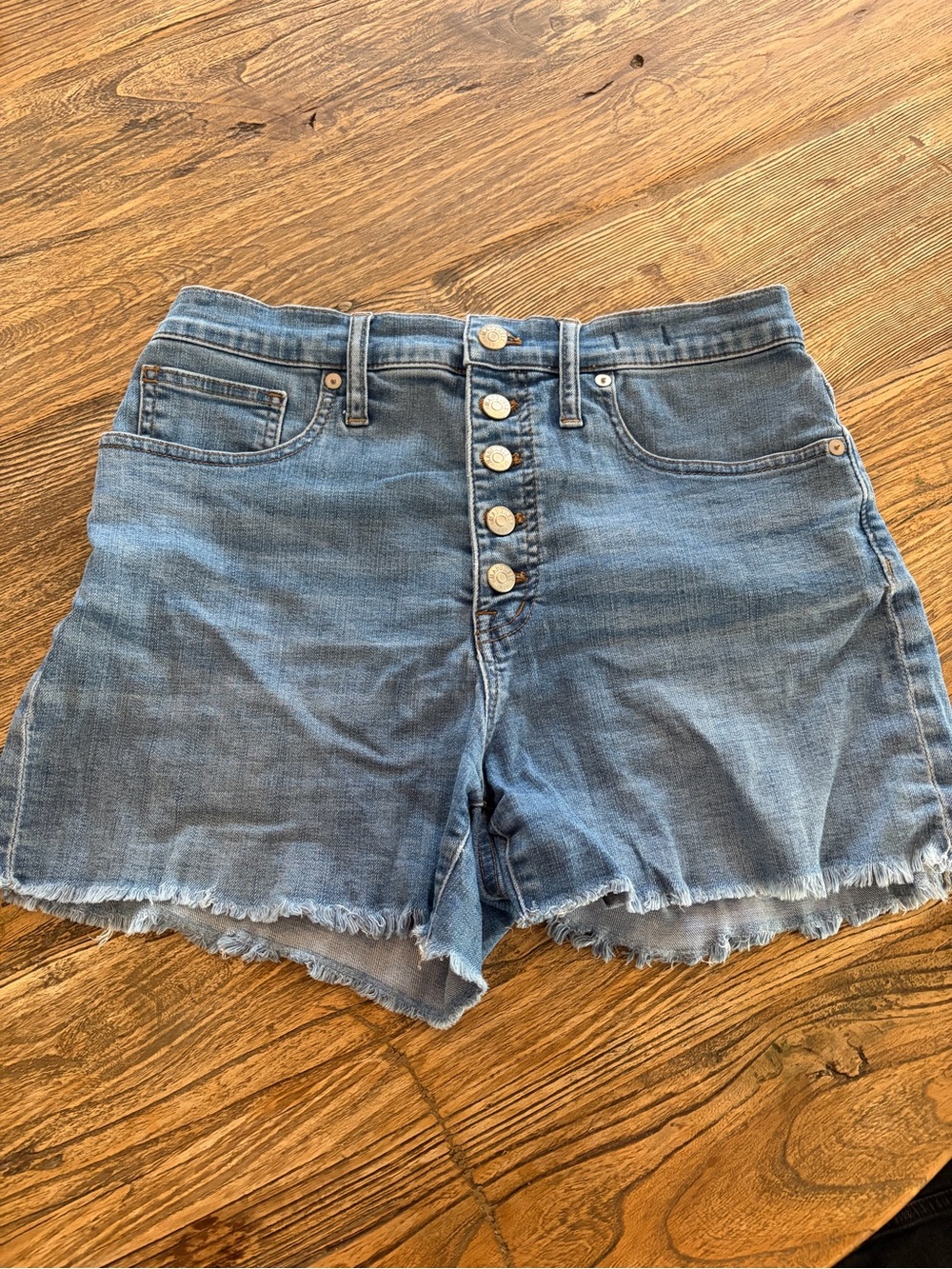 Madewell Light Blue Button-Fly Denim Shorts